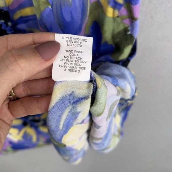 Fig and Flower Dress Womens Small Purple Yellow Boho Ruffle Layer Flowy Feminine - Picture 13 of 14